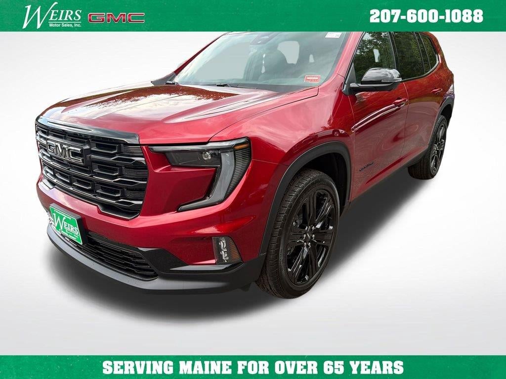 2026 GMC Acadia Elevation in Volcanic Red Tintcoat — front three-quarter view