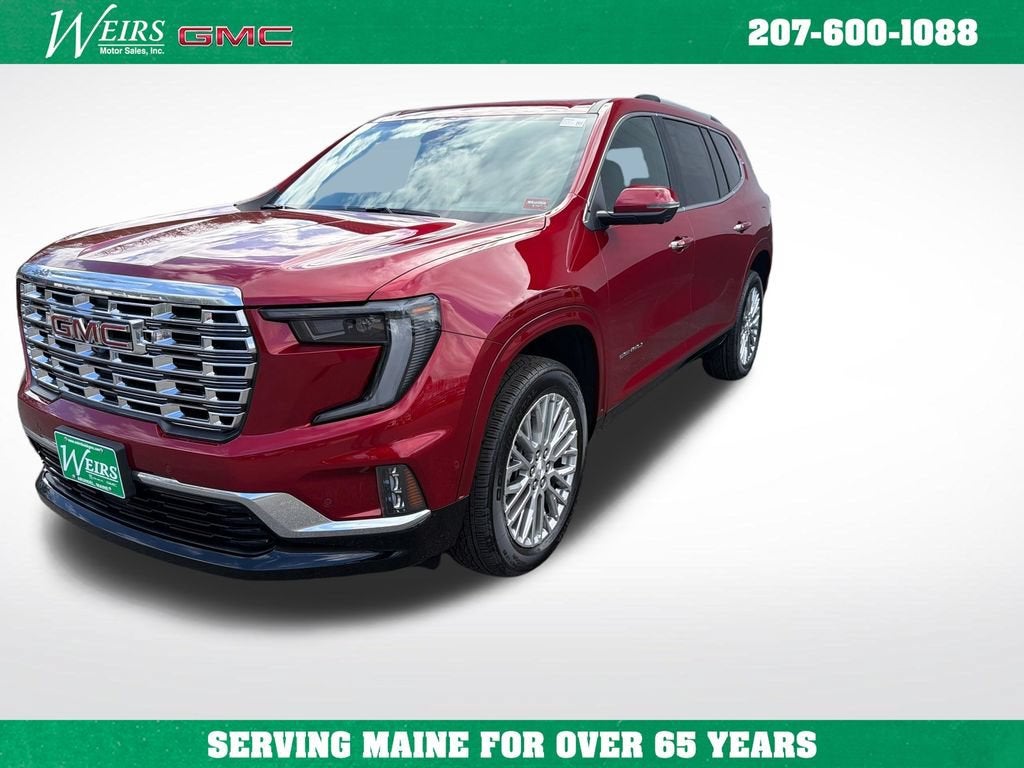 2026 GMC Acadia Denali in Volcanic Red Tintcoat — front three-quarter view