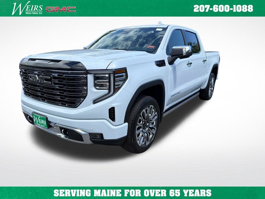 2026 GMC Sierra 1500 Denali Ultimate in Glacier White Tricoat — front three-quarter view