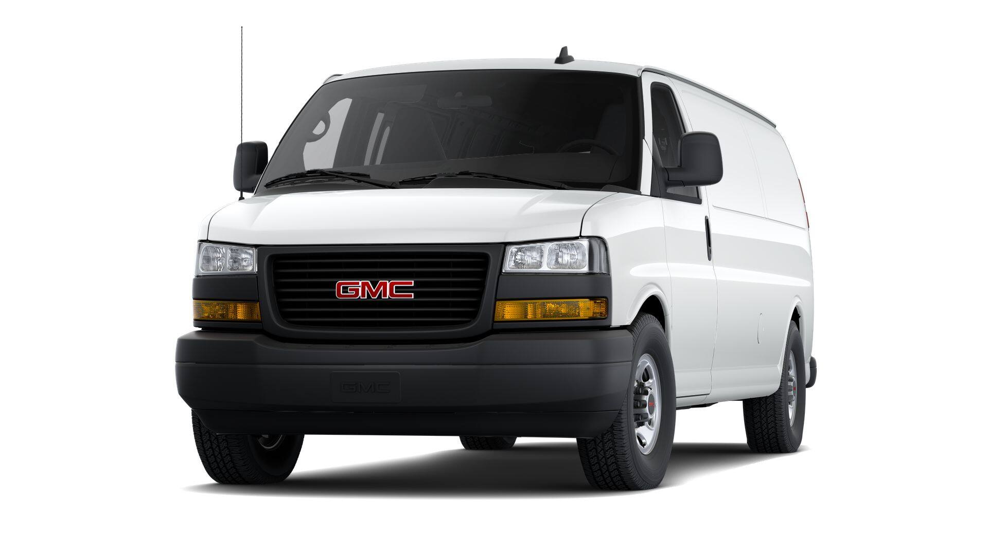 2026 GMC Savana Cargo Work Van in Summit White — front three-quarter view