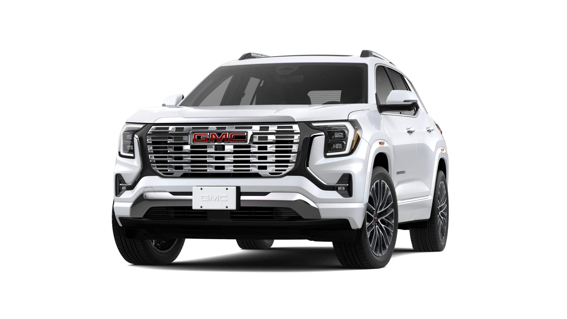 2026 GMC Terrain Denali in Glacier White Tricoat — front three-quarter view